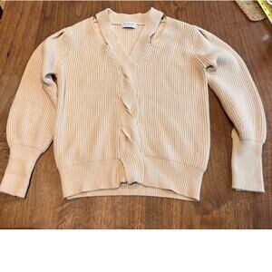 Highland Park by Material Girls Sweater Cutaway Beige Womens Medium